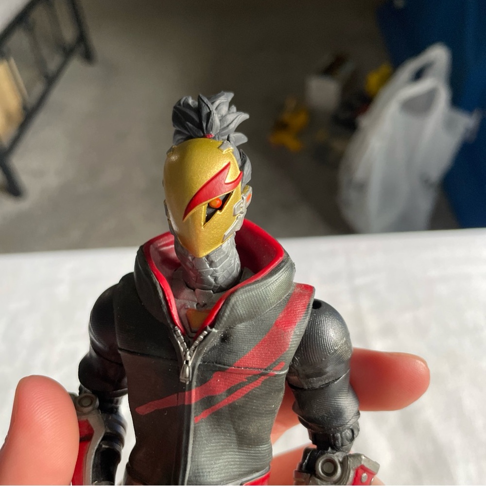 Gold & Red Masked Action Figure with Black Jacket From Fortnite - Picture 5 of 8